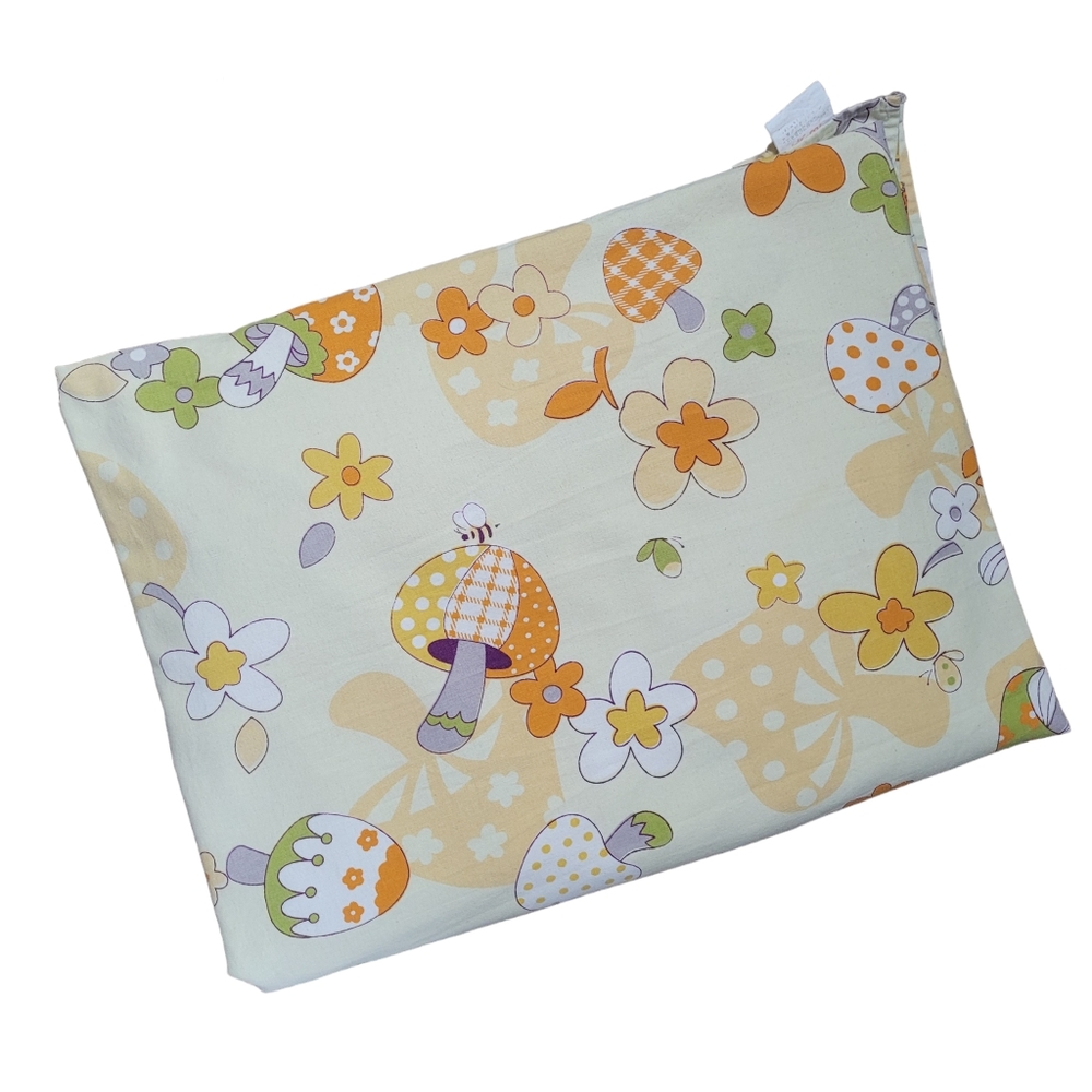 Vintage 70s-80s Japanese bedsheet with mushroom design